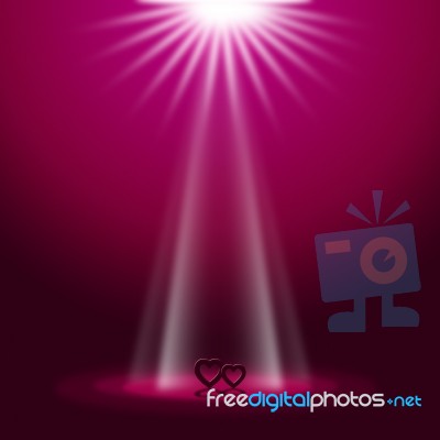 Spotlight Red Represents Valentine Day And Entertainment Stock Image