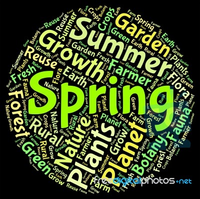 Spring Word Meaning Springtide Seasons And Springtime Stock Image