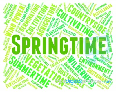 Springtime Word Indicating Season Words And Warmth Stock Image