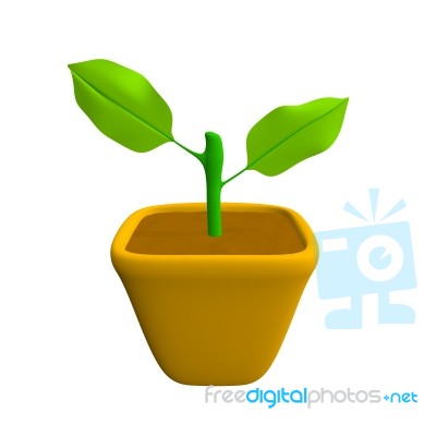 Sprout In Flowerpot Brown Color Stock Image