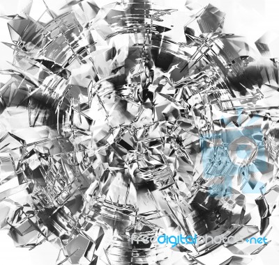 Square Black And White Frozen Ice Block Abstraction Backdrop Stock Photo