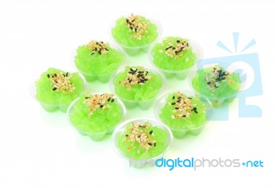 Square Of Pandanus Flavored Sweet Translucent Gelatinous Rice Stock Photo