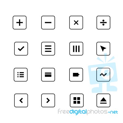 Square User Interface Icon Set On White Background Stock Image