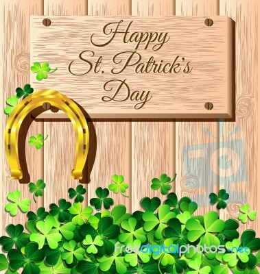 St. Patrick's Day Frame With Gold Horseshoe Stock Image