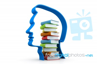 Stack Of Books In Human Head Stock Image