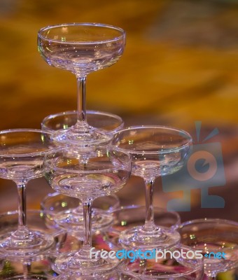 Stack Of Champagne Glasses Stock Photo