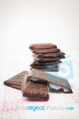 Stack Of Peppermint Chocolate Pieces Stock Photo