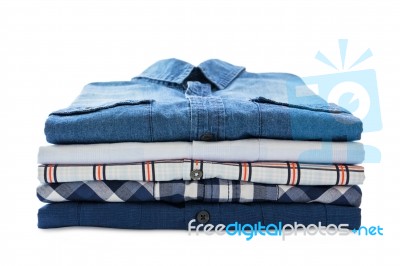 Stack Of Shirts Isolated Stock Photo