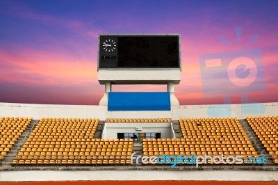 Stadium With Scoreboard Stock Photo