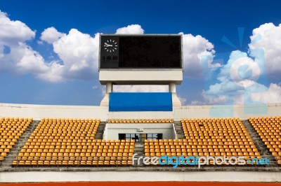 Stadium With Scoreboard Stock Photo