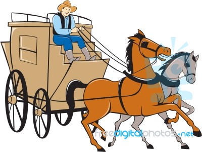 Stagecoach Driver Horse Cartoon Stock Image