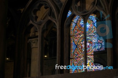 Stained Glass Window In Canterbury Cathedral Stock Photo