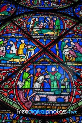 Stained Glass Window In Canterbury Cathedral Stock Photo