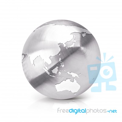 Stainless Globe 3d Illustration Asia & Australia Map Stock Photo