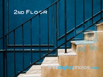Stair Up To Second Floor Stock Photo