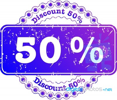 Stamp Discount Fifty Percent Stock Image