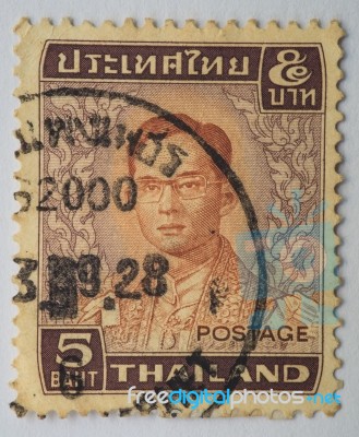Stamp Printed In Thailand Shows King Bhumibol Adulyadej Stock Photo