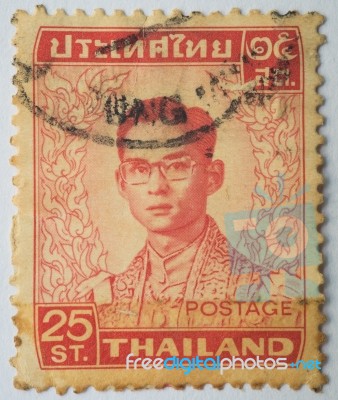 Stamp Printed In Thailand Shows King Bhumibol Adulyadej Stock Photo