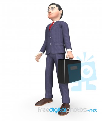 Standing Character Shows Business Person And Stands 3d Rendering… Stock Image