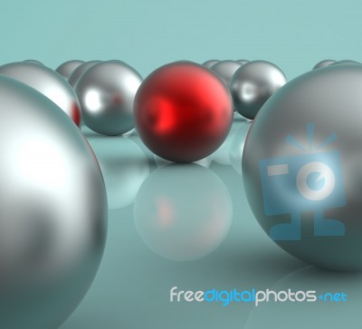 Standing Out Metallic Balls Showing Leadership Stock Image