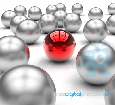 Standing Out Metallic Balls Shows Leadership Stock Image