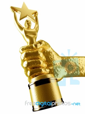Star Award In Golden Hand Stock Image