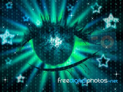 Star Eye Shows Starred Stars And Background Stock Image