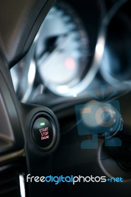 Start And Stop Button In Car Stock Photo