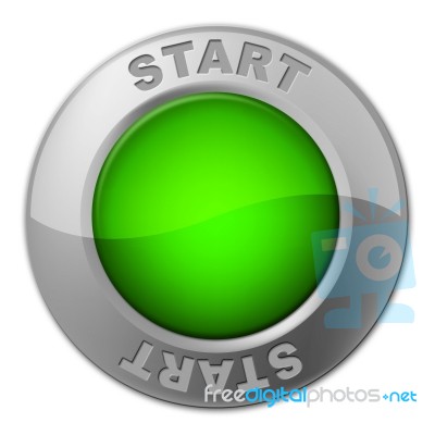 Start Button Represents Act Now And Begin Stock Image