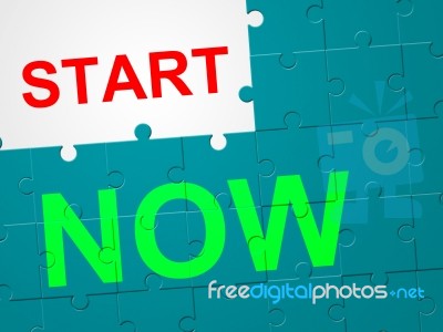 Start Now Represents At This Time And Beginning Stock Image