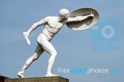 Statue Of A Naked Male Warrior At The Charlottenburg Palace In B… Stock Photo