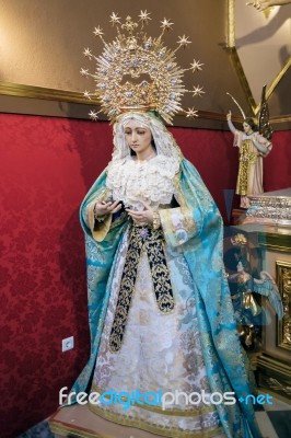 Statue Of A Saint In The Church Of The Encarnacion In Marbella Stock Photo