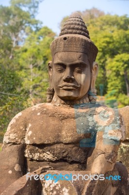 Statue Of Ancient Khmer Warrior Head At Angkor Wat Stock Photo Statue Of Ancient Khmer Warrior Head At Angkor Wat Stock Photo