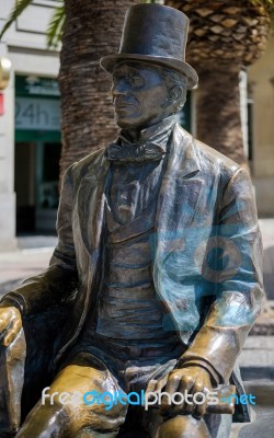 Statue Of Danish Writer Hans Christian Andersen In Malaga Stock Photo Statue Of Danish Writer Hans Christian Andersen In Malaga Stock Photo