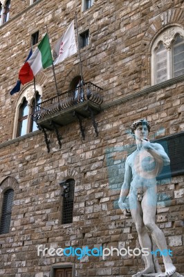 Statue Of David, Palazzo Vecchio Stock Photo