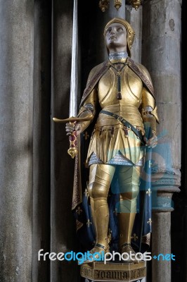 Statue Of Joan Of Arc In Winchester Cathedral Stock Photo