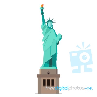 Statue Of Liberty In Flat Style Stock Image