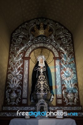 Statue Of Madonna In The Church Of The Encarnacion In Marbella Stock Photo