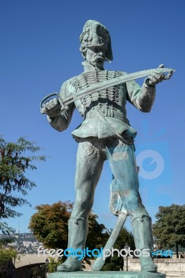 Statue Of Oreg Huszar In Budapest Stock Photo