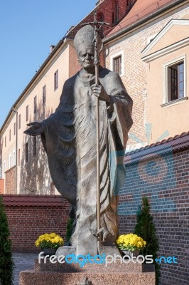 Statue Of Pope John Paul In Krakow Stock Photo
