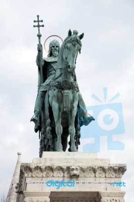 Statue Of Saint Stephen In Budapest Stock Photo