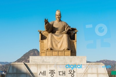 Statue Of Sejong The Great, King Of South Korea Stock Photo