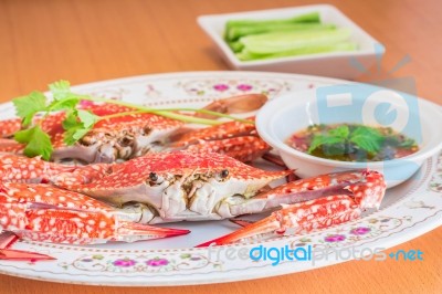 Steamed Crabs On A Plate Stock Photo