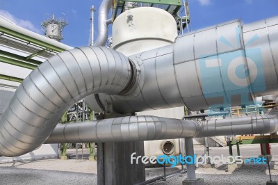 Steel Pipe Line With Hot  Insulation Stock Photo