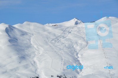 Steep Skiing Mountain Stock Photo