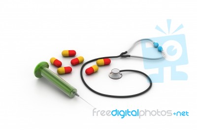 Stethoscope And Syringe Stock Image