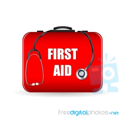 Stethoscope With First Aid Box Stock Image