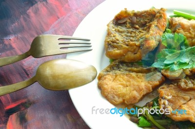 Stir Fried Sea Bass With Celery Stock Photo