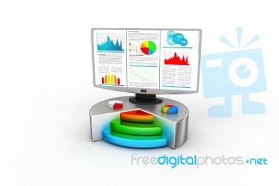 Stock Chart Showing The Computer Monitor Stock Image