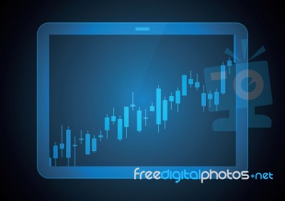 Stock Market Candle Stick Tablet Stock Image
